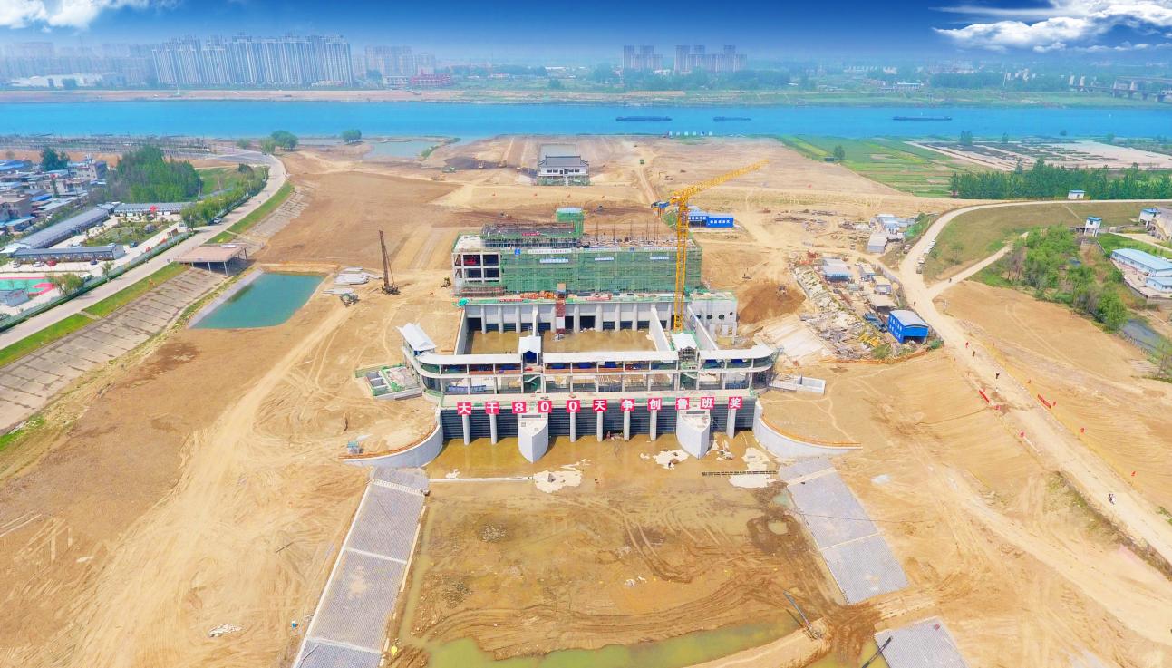 安徽水利蚌埠靚淮河龍子河口綜合樞紐布置工程。安徽建工集團(tuán)供圖